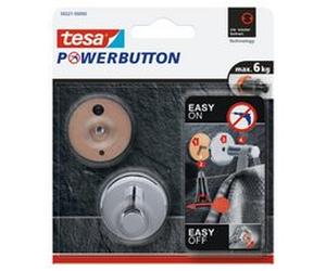 Powerbutton Crochet adhésif Universal medium, chrome