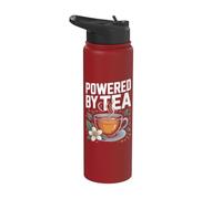 Powered By Tea Tasse à thé Motif feuilles Stainless Steel Insulated Water Bottle