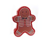 Powerhaus24 - Boîte métallique bonhomme en pain d’épices - Pour biscuits et cookies - 25 x 19 cm - Qualité alimentaire - Édition de Noël, avec recette PH24