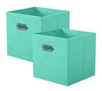 powerking boîte de rangement en tissu, ensemble de 2 tiroirs de boîte de rangement en tissu pliable avec poignée en métal pour armoire et jouets, Vert Menthe