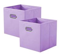 powerking boîte de rangement en tissu, ensemble de 2 tiroirs de boîte de rangement en tissu pliable avec poignée en métal pour armoire et jouets, Lavande