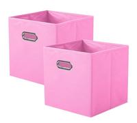 powerking boîte de rangement en tissu, ensemble de 2 tiroirs de boîte de rangement en tissu pliable avec poignée en métal pour armoire et jouets, Pink