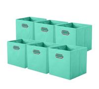 powerking boîte de rangement en tissu, ensemble de 6 tiroirs de boîte de rangement en tissu pliable avec poignée en métal pour armoire et jouets, Vert Menthe