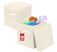 powerking Boîtes de stockage, cube de stockage de tissu pliable de 2 paquets avec couvercle, tiroir d'organisateur de vêtements pour le placard et le stockage de jouets, 33 x 33 x 33 cm,Beige