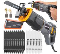 POWERMAT Scie Alternative 1800W Pour Bois Métal Plastique 22 Lames Incluses