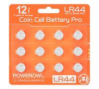POWEROWL 12 PCS Piles LR44 1,5 V AG13 CR44 357 303 A76 Pile alcaline Orange (Orange)