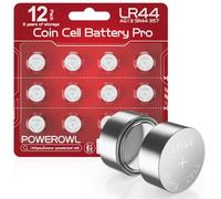 POWEROWL - 12 Piles Bouton LR44 1,5V Rouge - (AG13/CR44/357/303/A76)