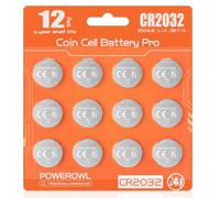 POWEROWL 12 Piles CR2032 Lithium 3V pour Clés de Voiture et Montres Jaune