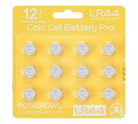 POWEROWL Lot de 12 Pile LR44 1.5V Alcalines, Piles Bouton AG13 A76 de Haute Qualité pour Tensioomètres, Appareils Auditifs et Oxymètres de Pouls, Énergie Fiable et Durable