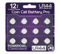 POWEROWL Pack de 12 Piles Bouton LR44 1,5V, Pile LR1154 A76 Alcaline Longue Durée pour Colliers Anti-Aboiement, Sonnettes sans Fil et Capteurs d'Ouverture Maison