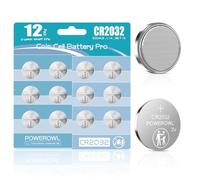 POWEROWL Piles CR2032 Pile Bouton Lithium 3V, Lot de 12, avec (DL2032 / KCR2032 / BR2032 / ECR2032)
