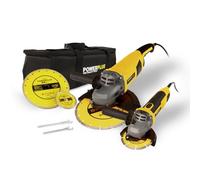 Powerplus Set Meuleuses d'Angle Électriques de 750 W et 2000 W POWX06250 - Disques Abrasifs Ø 115 mm et Ø 230 mm - Meuleuse Compacte et Ergonomique - avec 4 Accessoires