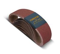 POWERTEC 110 000 bandes abrasives | Bande abrasive en oxyde d'aluminium grain 60 | Papier abrasif de qualité supérieure pour ponceuse à bande portable - 100 x 610 mm