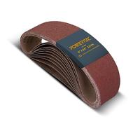 Powertec 110040 Lot de 10 papiers abrasifs en oxyde d'aluminium pour ponceuse à bande portable Grain 24 240