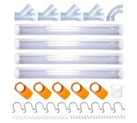 POWERTEC 70306 Réseau de raccords pour aspiration de poussière 10,2 cm, avec jonction de tuyau, vannes coulissantes, tuyaux, coudes à 90°, raccords en Y, supports de montage