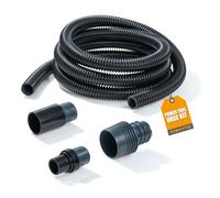 PowerTec 70356 Kit de collecte de poussière de tuyau de 3 m pour outils électriques de travail du bois, aspirateurs d'atelier humides/secs, scie à table à onglet, 2 raccords plus 1 connecteur rapide
