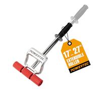 PowerTec 71033 Rouleau Extensible Robuste de 68,6 cm | Deuxième poignée moulée sous Pression pour Plus d'effet de Levier, Argent/Rouge