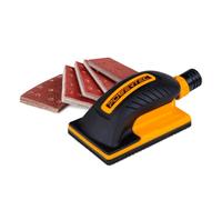 POWERTEC 71514 Cale de ponçage manuelle 80 x 130 mm avec bloc de ponçage en oxyde d'aluminium (40, 80, 120, 180, 240, 10 de chaque)