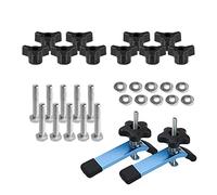 POWERTEC 71846 Lot de 10 boutons de rail en T avec boulons hexagonaux et rondelles 1/4-20 x 1-1/2" et 2 colliers de serrage 14 cm L