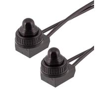 Powice Lot de 2 mini interrupteurs avec fil 0-250 V/6 A, micro-interrupteur rond autobloquant, 2 pôles, 12 V, micro interrupteur avec couvercle étanche, bouton poussoir 12 V/6 A, convient pour