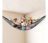 Powkoo Hamac De Rangement Pour Jouets En Peluche, Filet De Rangement À Suspendre Pour Ours En Peluche, Grand Hamac De Rangement Pour Doudous, Décoration De Chambre, Polyester, Noir