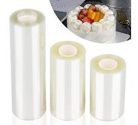Powmag 3 Tailles Rodoide Transparent Patisserie 8 cm/10 cm/15 cm de Hauteur x 10 m, Rouleaux de Gâteau Transparents en Mousse pour la Cuisson de Mousse au Chocolat Décoration de Gâteau