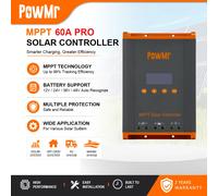 PowMr Livraison locale Régulateur solaire MPPT 60A entrée PV 160V 12/24/36/48V, 12 unités parallèles, batterie LiFePO4 gel camping-car maison, stock DE PL