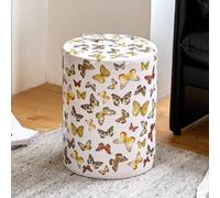 POWRZZZY Tabouret en Céramique Papillon de Style Chinois,Tabouret de Jardin Décoratif en Céramique,avec Trous d'aération,Finition Émaillée Peinte à la Main,Accents de Décoration Intérieure(Wit)