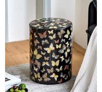 POWRZZZY Tabouret en Céramique Papillon de Style Chinois,Tabouret de Jardin Décoratif en Céramique,avec Trous d'aération,Finition Émaillée Peinte à la Main,Accents de Décoration Intérieure(Nero)