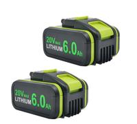 Powtree Batterie de rechange 20V, capacité 6000mAh, compatible avec plusieurs appareils , 2PACK 6,0Ah