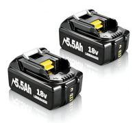 Powtree Lot de 2 batteries 18 V 5,5 Ah pour Makita 18 V BL1860B Compatible avec BL1860 BL1850 BL1850B BL1840 BL1840B BL1830 BL1830B BL1815 LXT Outils électriques sans fil avec indicateur LED