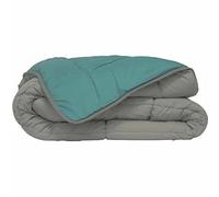 Poyet Motte Couette Microfibre 400g/m² Calgary - 240 x 260 cm - Gris Galet et Vert lac
