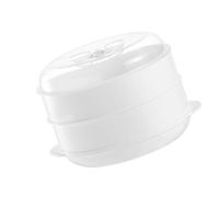 PP Cuiseur Vapeur Micro-ondes Double Couche Blanc Cuisine Maison | Couvercle Transparent, Résistance et Chauffage au Micro-ondes, sans Déformation, Usage Domestique Quotidien