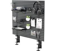 PP-DK30 Panneau perforé en acier à pince pour bureau, panneau d'intimité magnétique, organiseur d'accessoires, placement au-dessus ou sous le bureau, noir, 76,2 x 61 cm