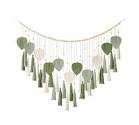 PPcdfre Grande tapisserie murale en macramé à suspendre - Style bohème chic - Décoration murale Wowen - Motif feuilles et pompons - Pour la maison et le bureau