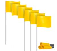 PPcdfre Lot de 30 drapeaux de marquage pour pelouse, petits drapeaux en PVC, drapeaux de pelouse, drapeaux de jardin, drapeaux d'enquête, jaune