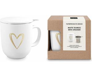 PPD Pure Heart gold Matte T-Mug, tasse à thé, mug, tasse, avec passoire et couvercle, New Bone China, 350 ml, 162801916