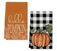 PPGGOPP Lot de 2 serviettes de cuisine d'automne pour décoration, case, saison, décoration citrouille, microfibre, serviettes de cuisine, motif citrouille, feuilles, automne, 43 x 66 cm (B)