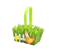 PPPHTUO Panier de Pâques En Forme D'œuf avec Anse, En Tissu Non Tissé, Cadeau de Pâques, Couleurs Vives, de Pâques, Articles, Jouets, Paniers, Poule orange