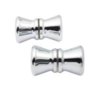 PPQIRU 2Pcs/lot 3.5cm Single Hole Round Sliding Glass Door Handle ABS Chromed Handles For Shower Cabin Accessory Room Parts Pour Bain(TYPE2)