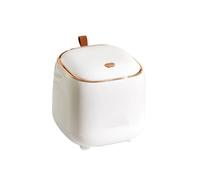 PPQIRU Poubelle de bureau ronde avec couvercle, petite poubelle rangement for salle bain, Table basse, organisateur panier en papier 1 pièces Pour Bureau(White)