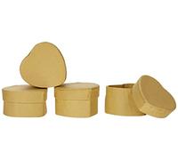 Pracht Creatives Hobby 7648-04541 Set de boîtes en Carton Kraft, 4 boîtes Cadeau en Forme de cœur avec Couvercle, chacune mesurant 6 x 6 x 3,5 cm, pour décorer, Conserver et Offrir