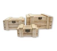 Pracht Creatives Hobby 7667-18541 Caisses rectangulaires en Bois, coffres au trésor en 3 Tailles avec Couvercle Rabattable et charnière pour Le Rangement, la décoration et comme Cadeau