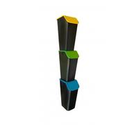 Practic BINI 3x35l Set de 3 poubelles pratiques - Bleu, Jaune, Vert