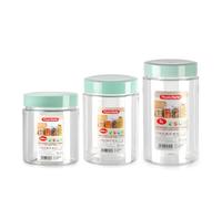PracticDomus Lot de 3 pots de cuisine Montecarlo ronds transparents pour le stockage des aliments idéaux pour garde-manger (3 x vert)