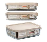 PracticDomus Lot de 3 récipients Glasslock modulaires de 0,5 l et 0,75 l en verre trempé pour réfrigérateur (3XBIG)