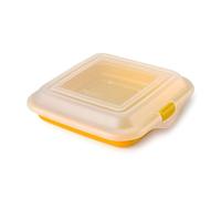 PracticDomus Porte-Sandwich et Porte-Aliment Idéal pour le Déjeuner ou les Collations. Réutilisable, sans BPA et Empilable dans le Réfrigérateur. Dimensions: 14 x 14 x 3.6 cm (1X Yellow)