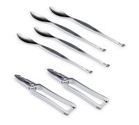PracticDomus Set d'Utils 3 Claveles pour Les Fruits de Mer en Acier Inoxydable, Comprenant 2 Pinces Crustacés et 4 Curettes
