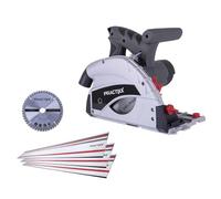 Practixx Scie plongeante PX-TS-55 - Profondeur de coupe 55mm | 3 x 500 mm guide-chaîne & accessoires | avec 2ème lame 48 Z