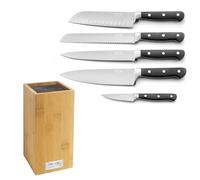 Pradel Essentiel Blason Bloc spaghettis avec 5 couteaux de cuisine, Noir | Bloc spaghettis bambou 5 couteaux, Acier inoxydable 13 C, Finition Satinée